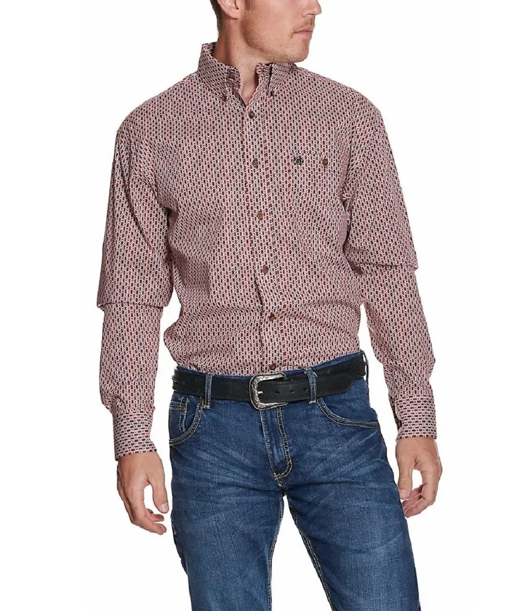 Wrangler Men's Geo Print Button Down Shirt 1 Wrangler Men's Geo Print Button Down Shirt
