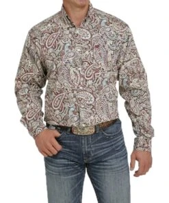 Cinch Men's Big And Tall Paisley Button Down Shirt