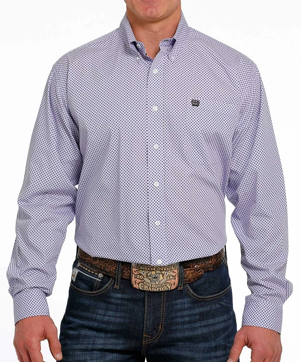 Cinch Men's Lilac Geo Print Button Down Shirt 1 Cinch Men's Lilac Geo Print Button Down Shirt