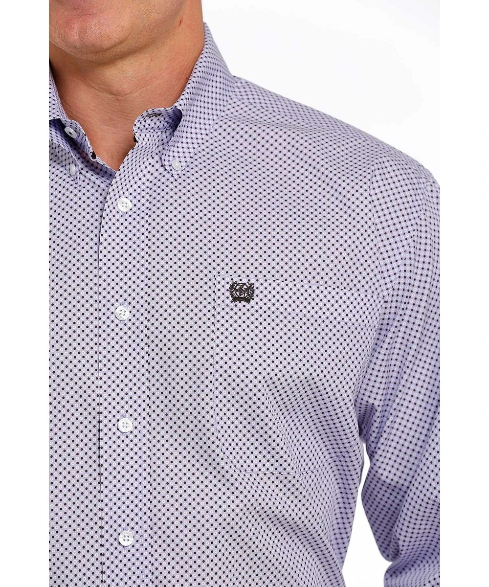 Cinch Men's Lilac Geo Print Button Down Shirt 2 Cinch Men's Lilac Geo Print Button Down Shirt - Image 2