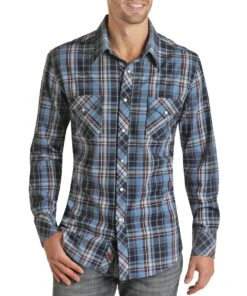 Rock & Roll Cowboy Men's Plaid Pearl Snap Shirt