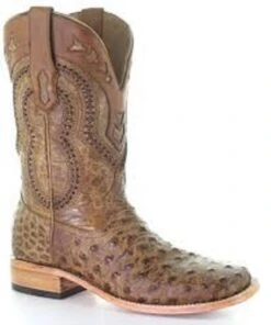 Corral Men's Ostrich Overlay Square Toe Boot