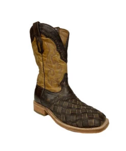 Corral Men's Distressed Brown And Honey Wide Square Toe Boot