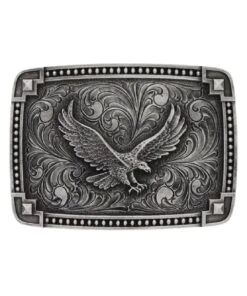 Montana Silversmiths Men's Classic Antiqued Tied At The Corners Attitude Buckle With Soaring Eagle