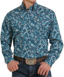 Cinch Men's Blue Paisley Button Down Shirt