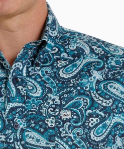 Cinch Men's Blue Paisley Button Down Shirt -Wranle Clothing Shop products MTW1105303 c