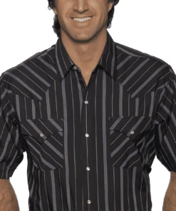 Ely Walker Men's Short Sleeve Striped Snap Shirt