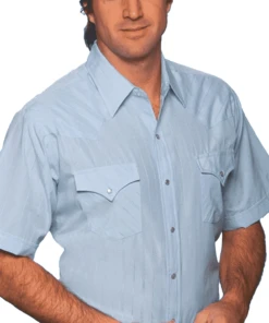 Ely Walker Men's Blue Short Sleeve Snap Shirt