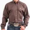 Cinch Men's Solid Brown Button Down Western Shirt